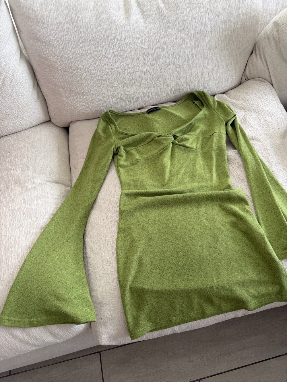 SHEIN Olive Green Twist Front Knit Top